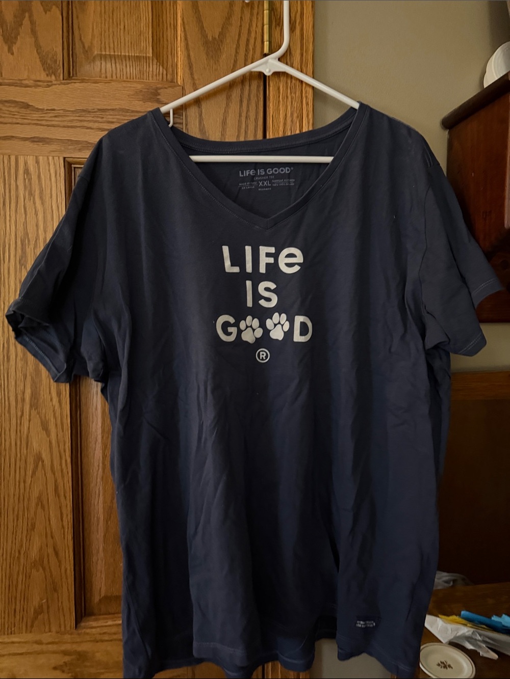 Life Is Good Navy Graphic Tee with Paw Print